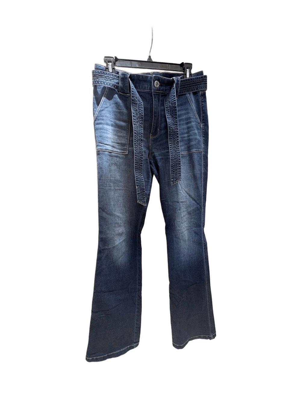 White House Black Market Dark Blue Flared Jeans with Self-Tie Belt